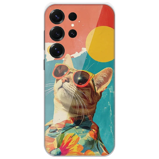 Cool Cat Summer - Printed Silicone Case for Samsung Galaxy S25 Ultra