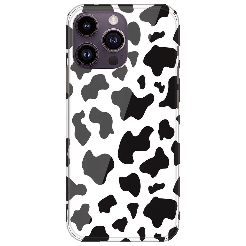 Cow Print - Clear Printed Silicone Case for Apple iPhone 15 Pro Max