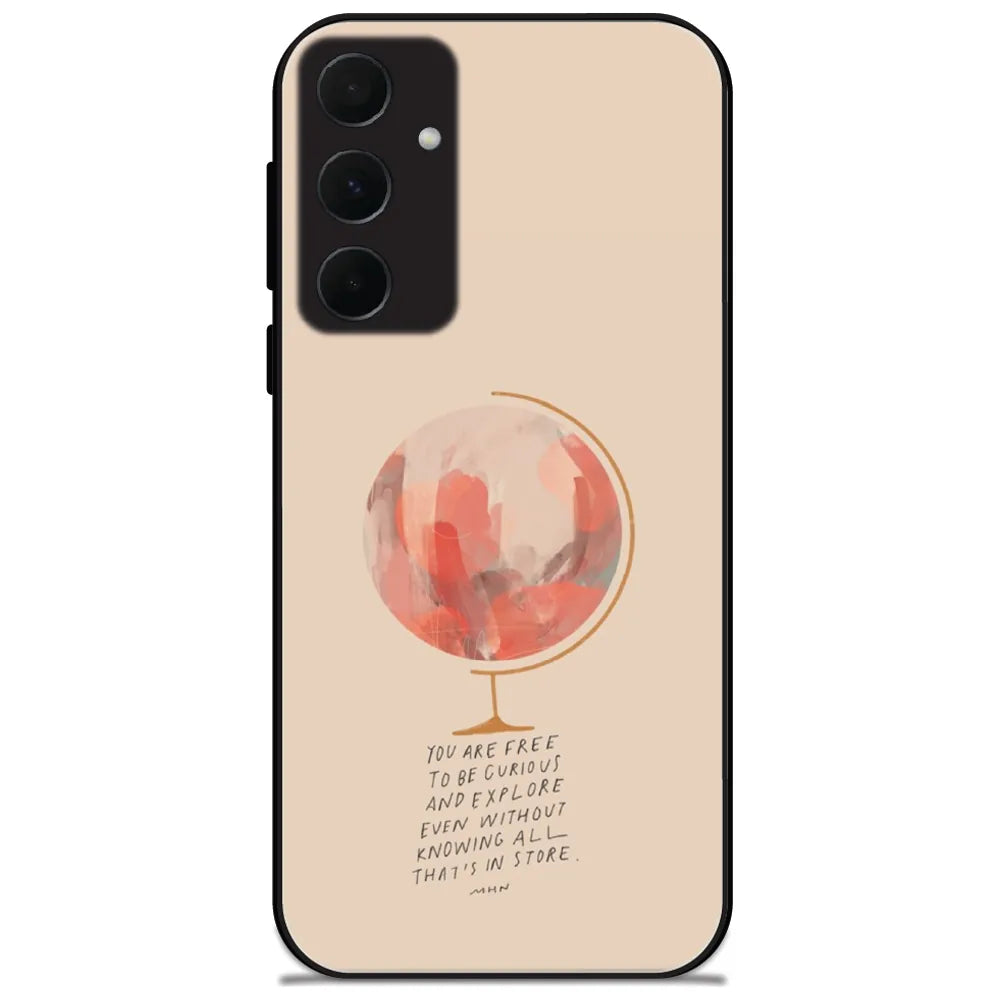 Curious Explorer Globe - Glossy Metal Silicone Case for Samsung Galaxy A35