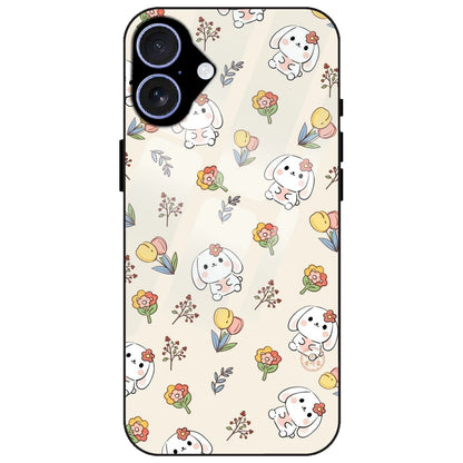 Cute Bunny & Flowers - Glass Case for Apple iPhone 17
