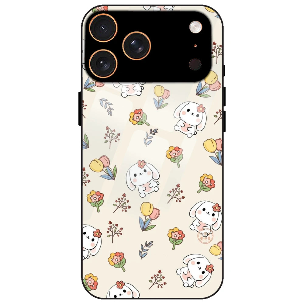 Cute Bunny & Flowers - Glass Case for Apple iPhone 17 Pro
