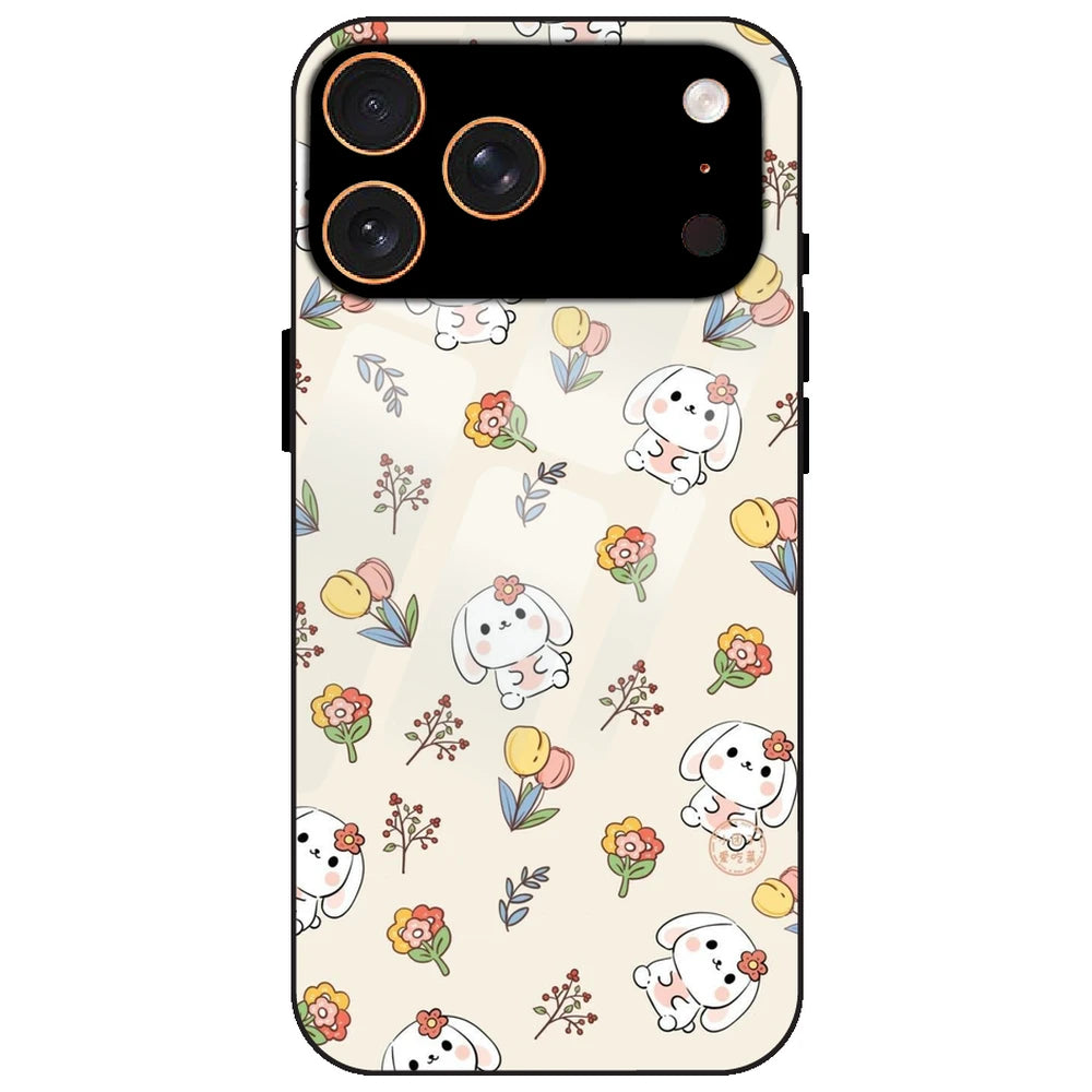 Cute Bunny & Flowers - Glass Case for Apple iPhone 17 Pro Max