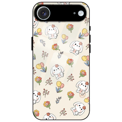 Cute Bunny & Flowers - Glass Case for Apple iPhone Air