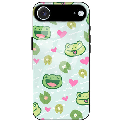 Cute Frog & Heart Pattern - Glass Case for Apple iPhone Air