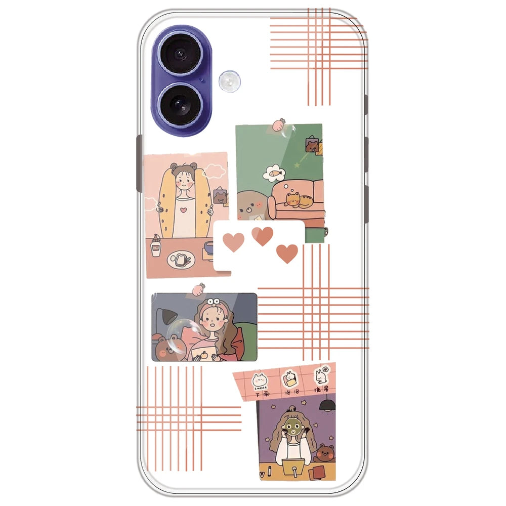 Cute Girl Collage - Clear Printed Silicone Case for Apple iPhone 17