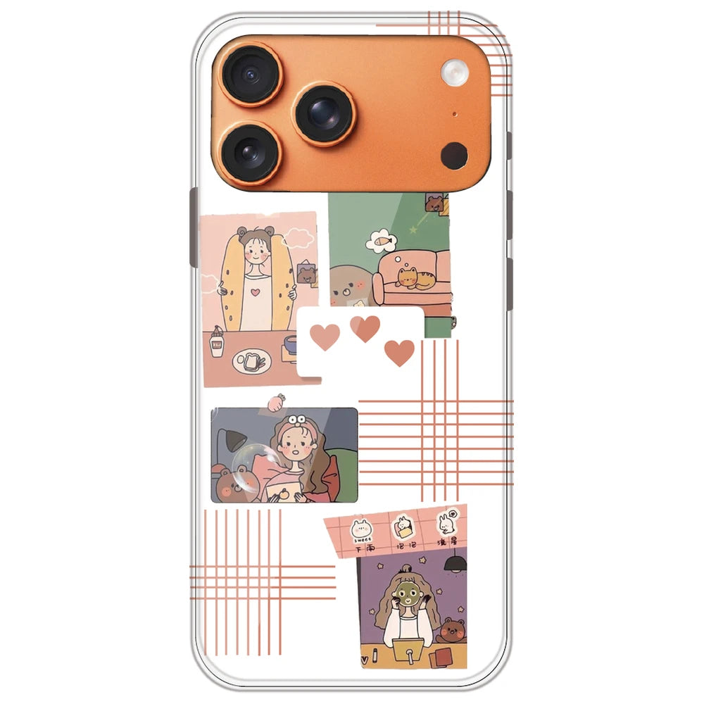 Cute Girl Collage - Clear Printed Silicone Case for Apple iPhone 17 Pro Max