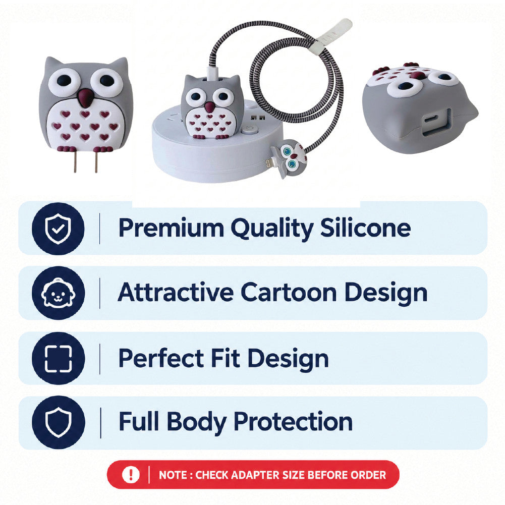 Owl charger protector – premium silicone, perfect fit and full body protection