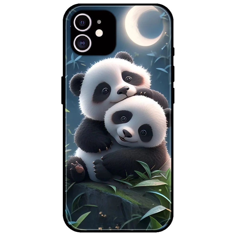Cute Pandas - Glossy Metal Silicone Case for Apple iPhone 11