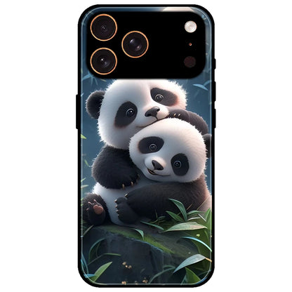 Cute Pandas - Glossy Metal Silicone Case for Apple iPhone 17 Pro