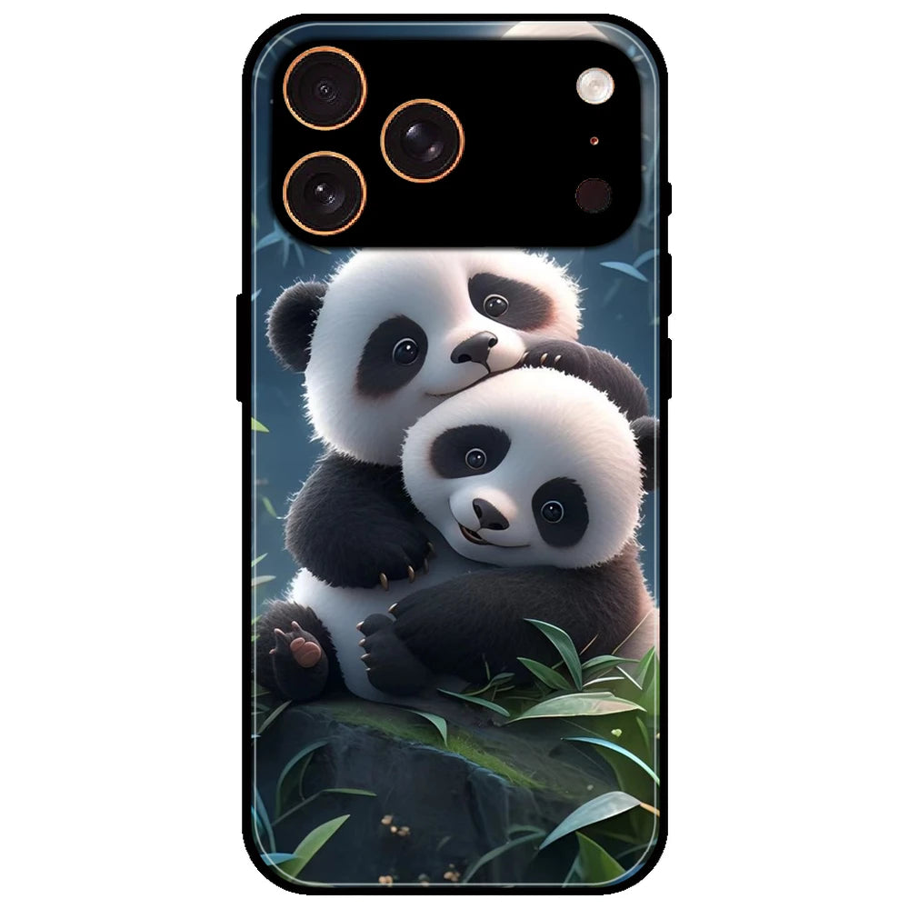 Cute Pandas - Glossy Metal Silicone Case for Apple iPhone 17 Pro Max