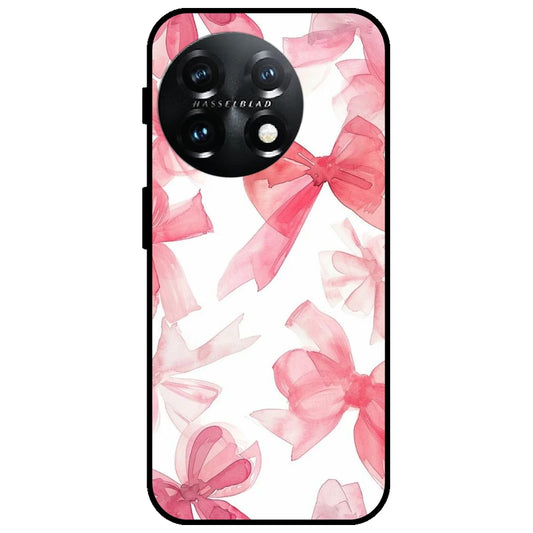 Cute Pink Bows - Glossy Metal Silicone Case for OnePlus 11