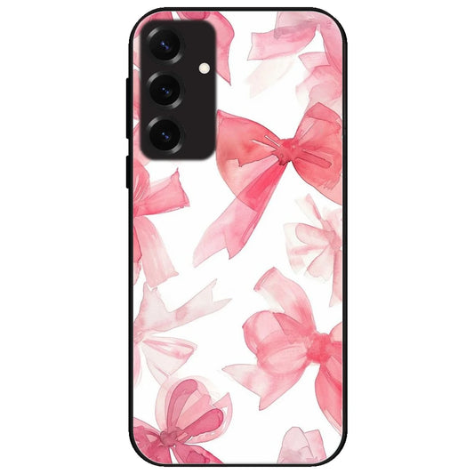 Cute Pink Bows - Glossy Metal Silicone Case for Samsung Galaxy S25 Plus