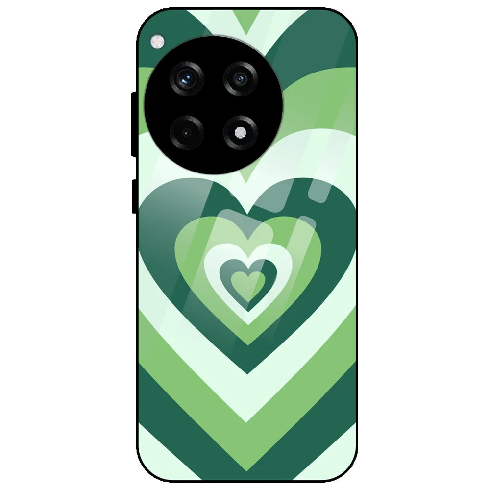 Dark Green Hearts - Glass Case for OnePlus 12R
