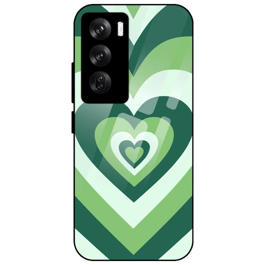 Dark Green Hearts - Glass Case for Oppo Reno 12 Pro