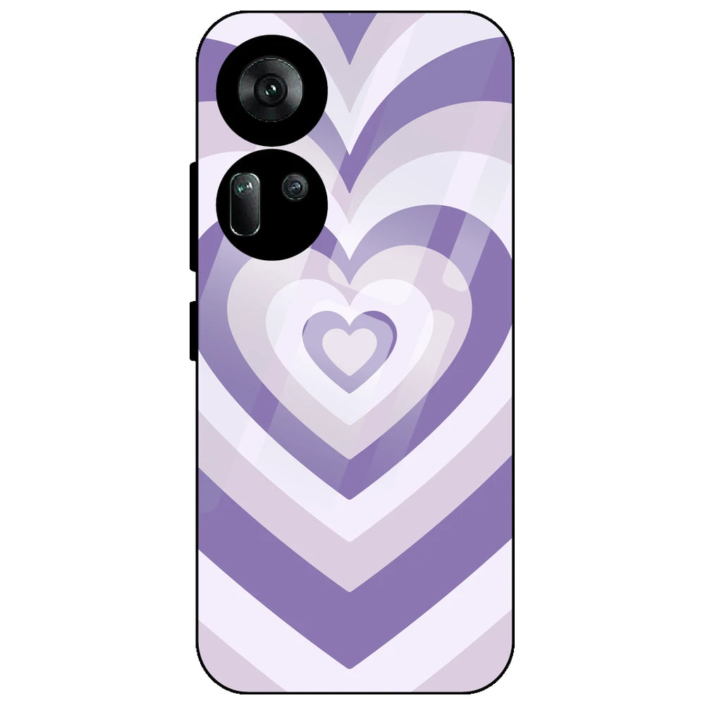 Dark Purple Hearts - Glass Case for Oppo Reno 11