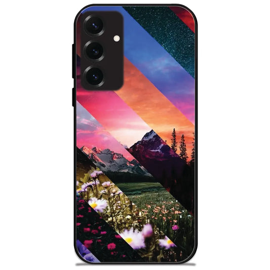 Diagonal Landscape Strips - Glossy Metal Silicone Case for Samsung Galaxy S25 Plus