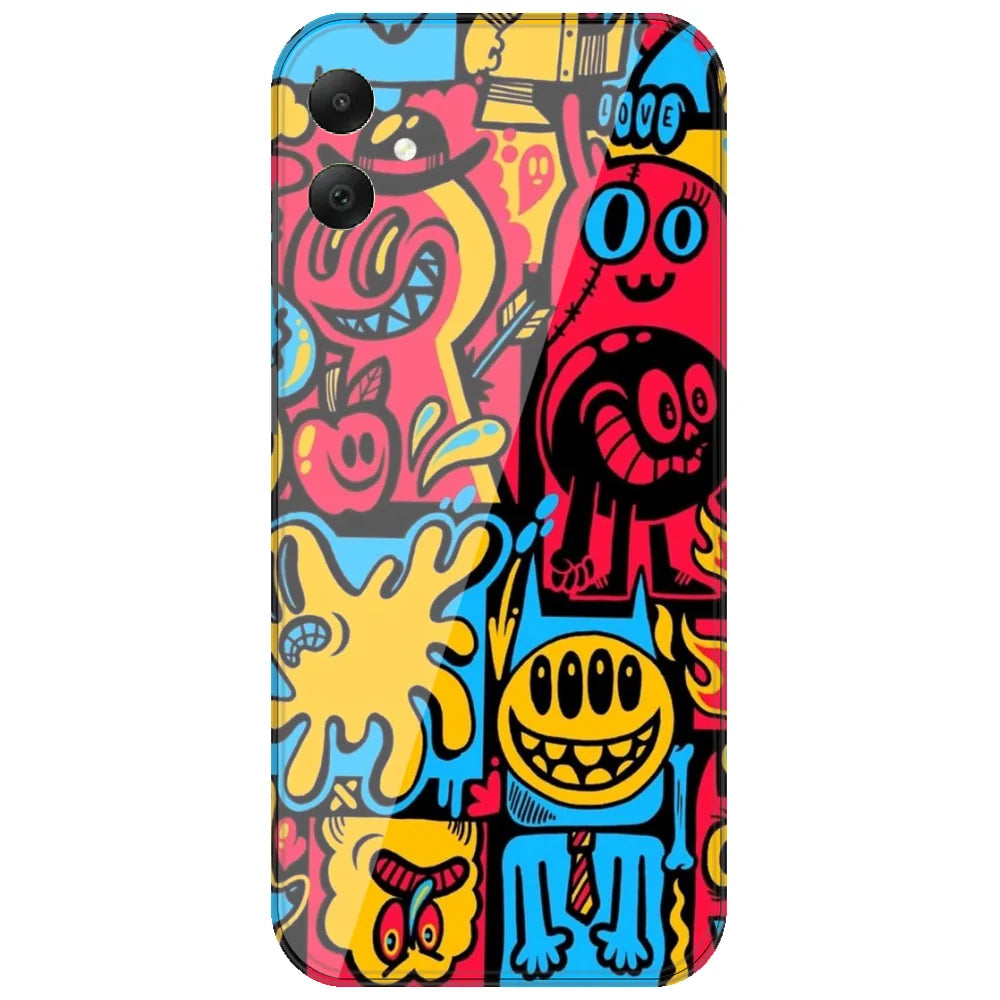 Doodle Monster Party - Printed Silicone Case for Samsung Galaxy A06