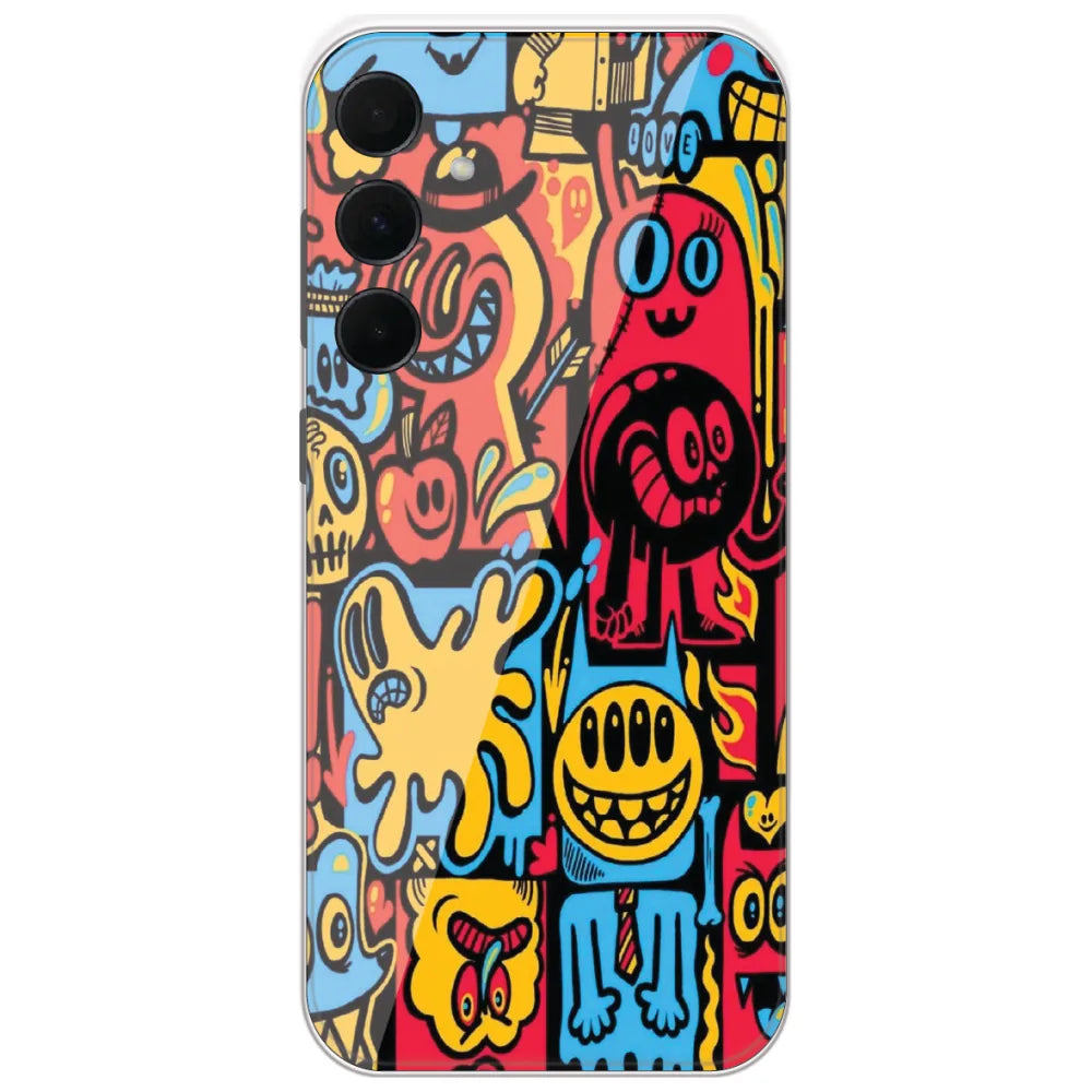 Doodle Monster Party - Printed Silicone Case for Samsung Galaxy A35