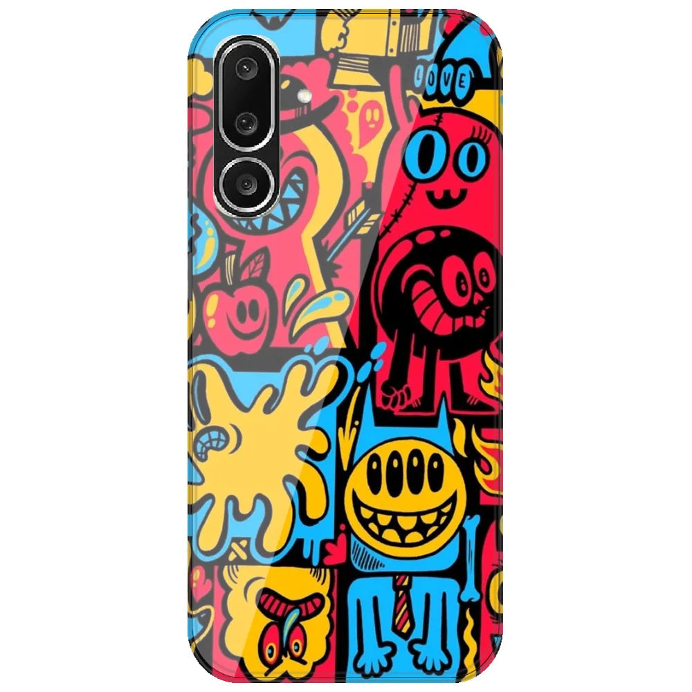 Doodle Monster Party - Printed Silicone Case for Samsung Galaxy M36