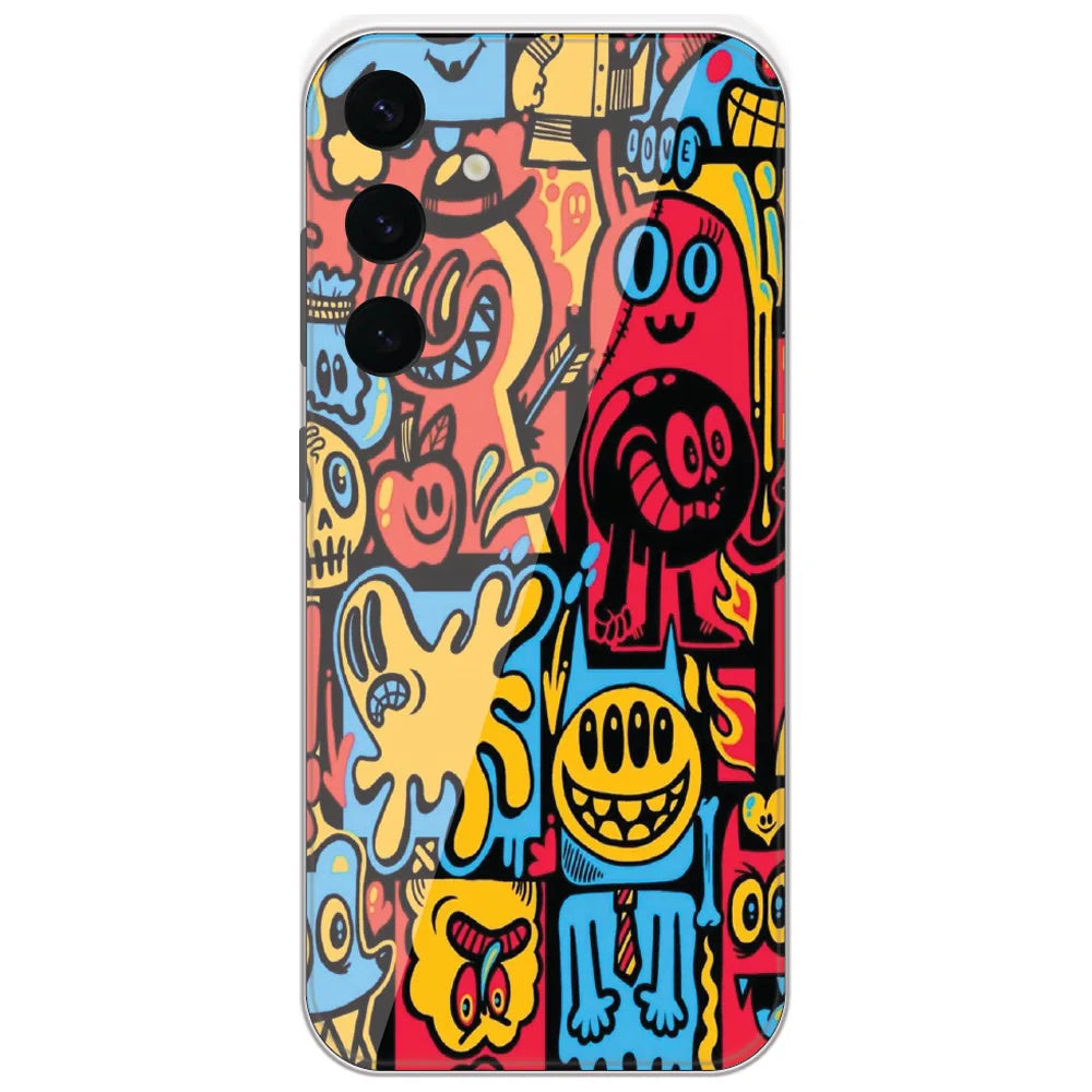 Doodle Monster Party - Printed Silicone Case for Samsung Galaxy S24 Plus