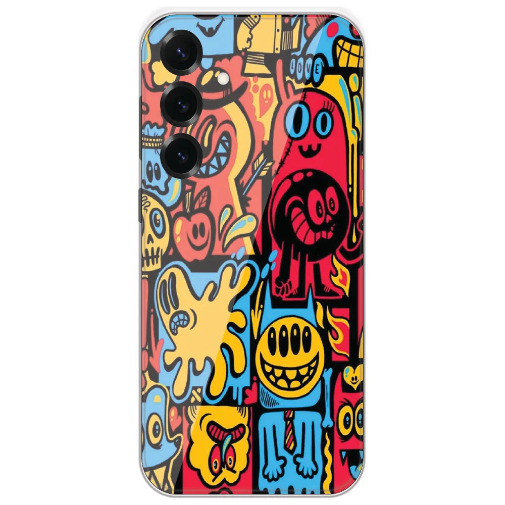 Doodle Monster Party - Printed Silicone Case for Samsung Galaxy S25 Plus