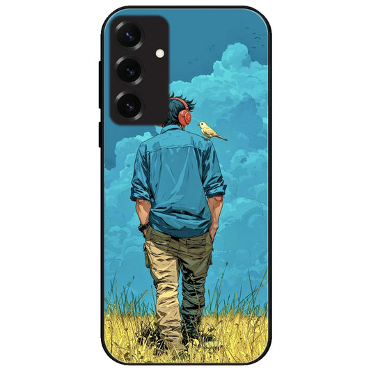 Dreamer In Blue Clouds - Glossy Metal Silicone Case for Samsung Galaxy S25 Plus