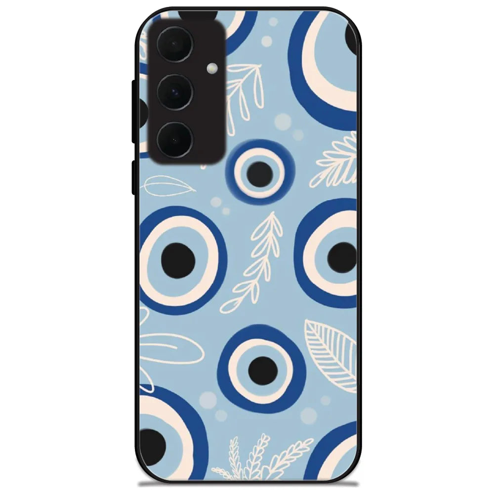 Evil Eye Pattern - Glossy Metal Silicone Case for Samsung Galaxy A35