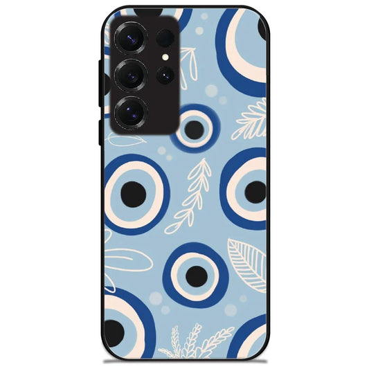 Evil Eye Pattern - Glossy Metal Silicone Case for Samsung Galaxy S25 Ultra