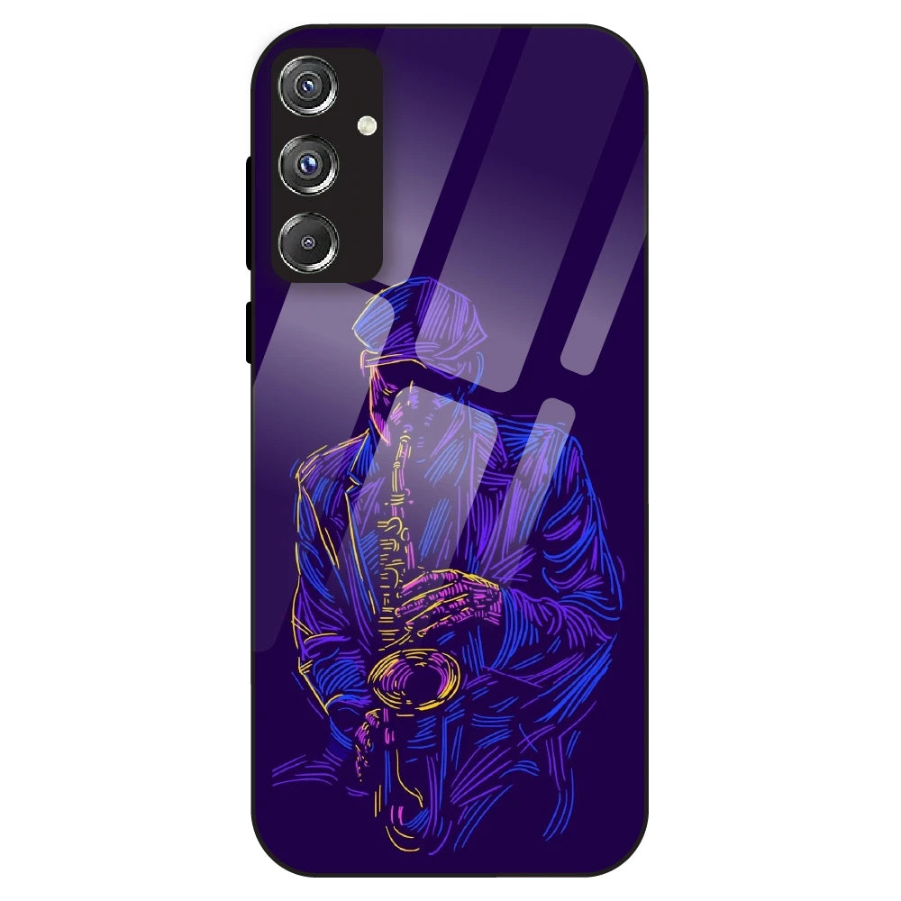 Neon Saxophone Art - Glass Case For Samsung Galaxy F34