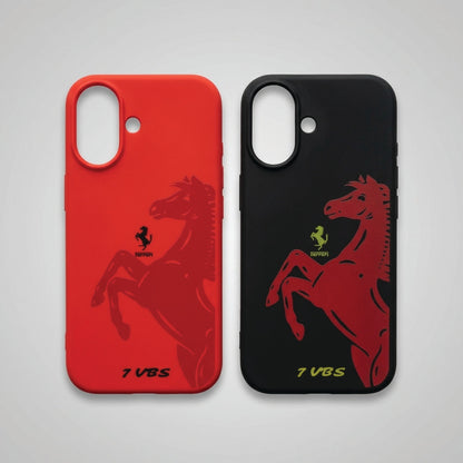 Ferrari case for iPhone 17 in Red and Black – both colours side by side