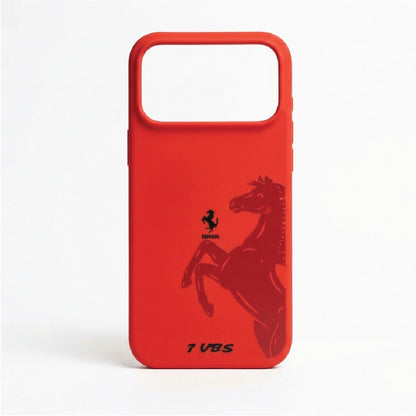Back view of red Ferrari case for iPhone 18 Pro – slim fit with precise camera cutout
