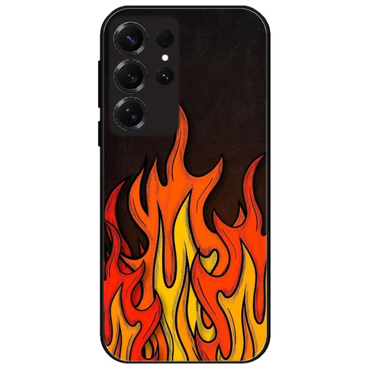 Flames - Glossy Metal Silicone Case for Samsung Galaxy S25 Ultra