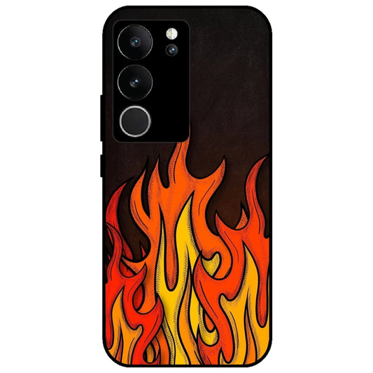 Flames - Glossy Metal Silicone Case for Vivo V29 5G