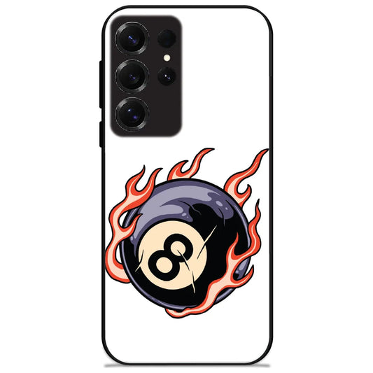 Flaming Eight Ball - Glossy Metal Silicone Case for Samsung Galaxy S25 Ultra