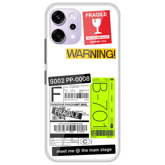 Fragile Labels - Clear Printed Silicone Case for Oppo Reno 14 Pro