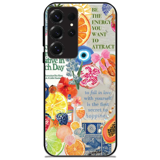 Fruity Vibes Collage - Glossy Metal Silicone Case for Samsung Galaxy S25 Ultra
