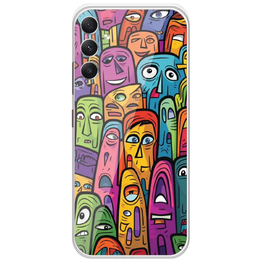 Funky Faces Crowd - Printed Silicone Case for Samsung Galaxy A34