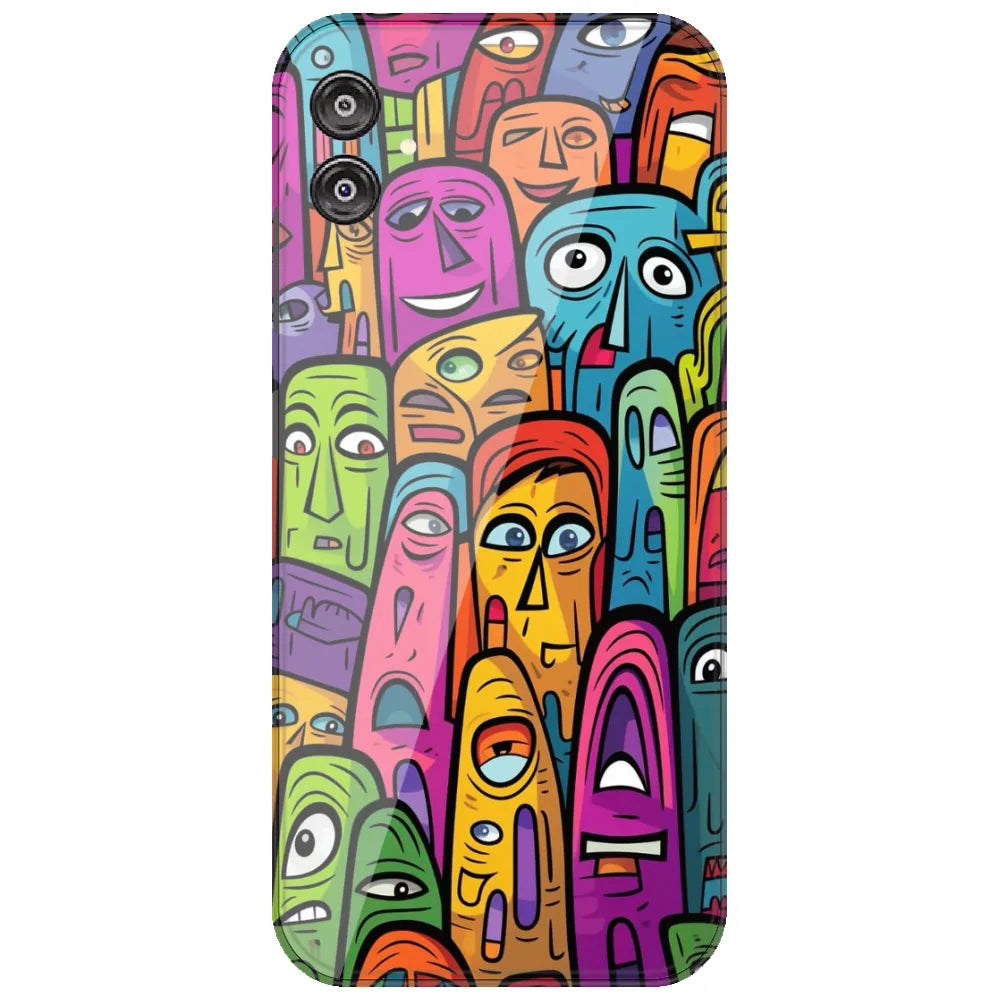 Funky Faces Crowd - Printed Silicone Case for Samsung Galaxy F04