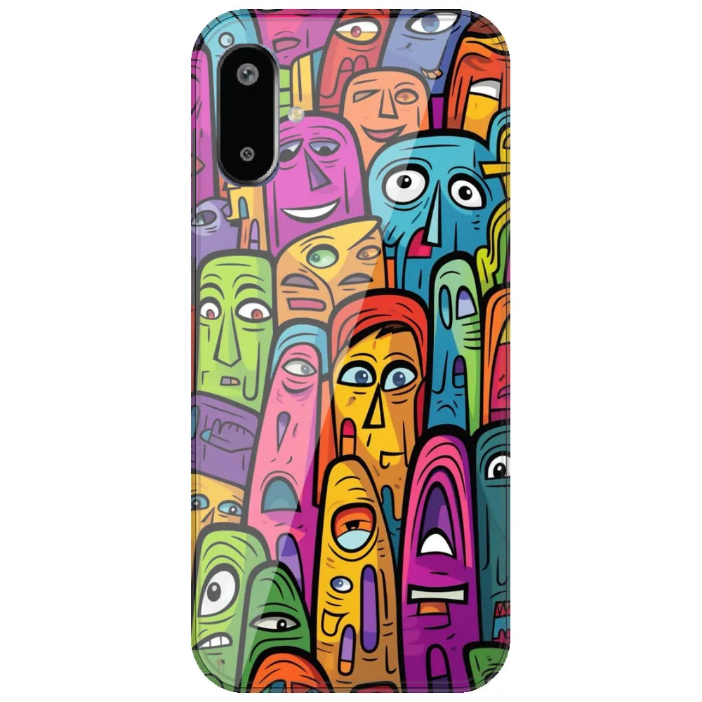 Funky Faces Crowd - Printed Silicone Case for Samsung Galaxy F06