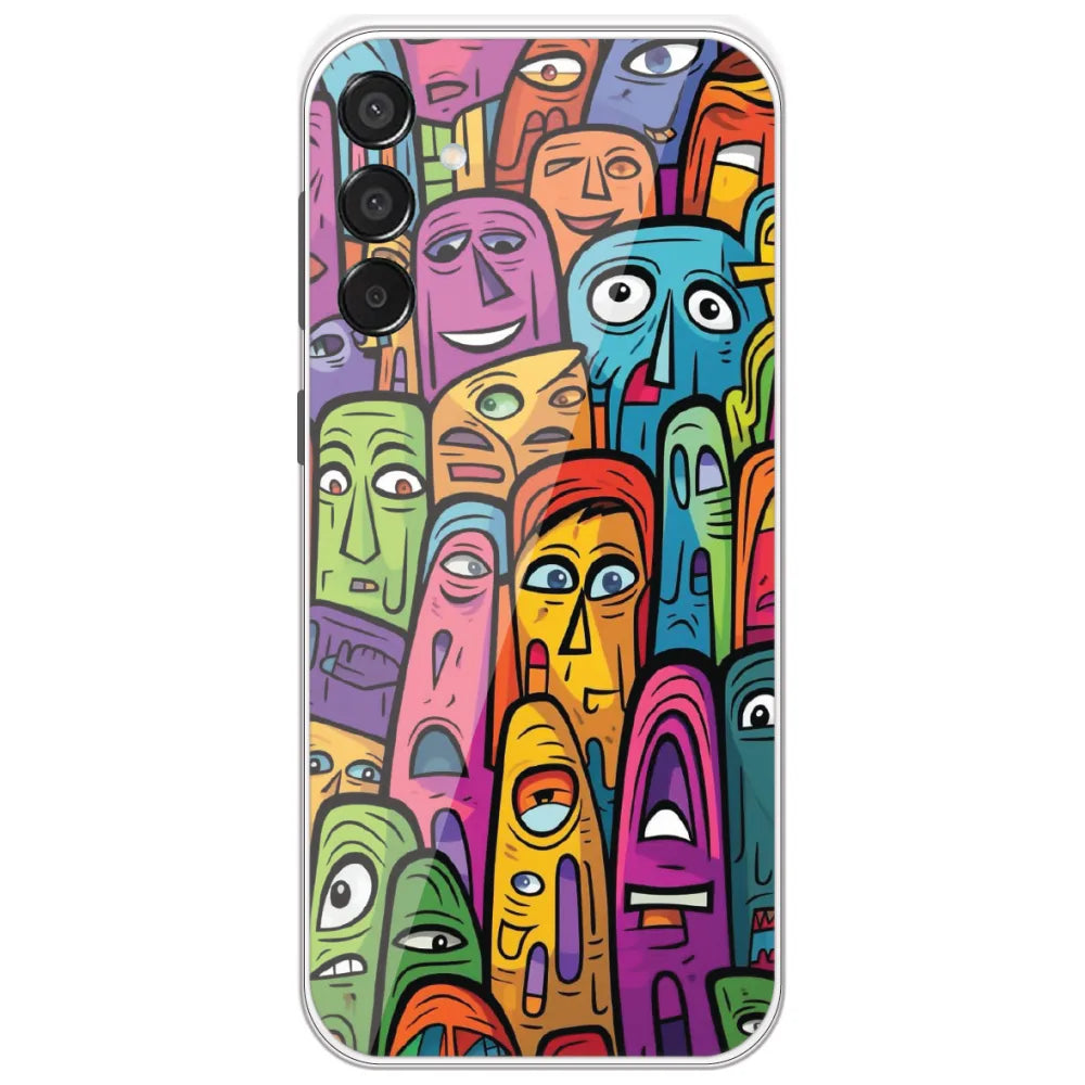 Funky Faces Crowd - Printed Silicone Case for Samsung Galaxy M15