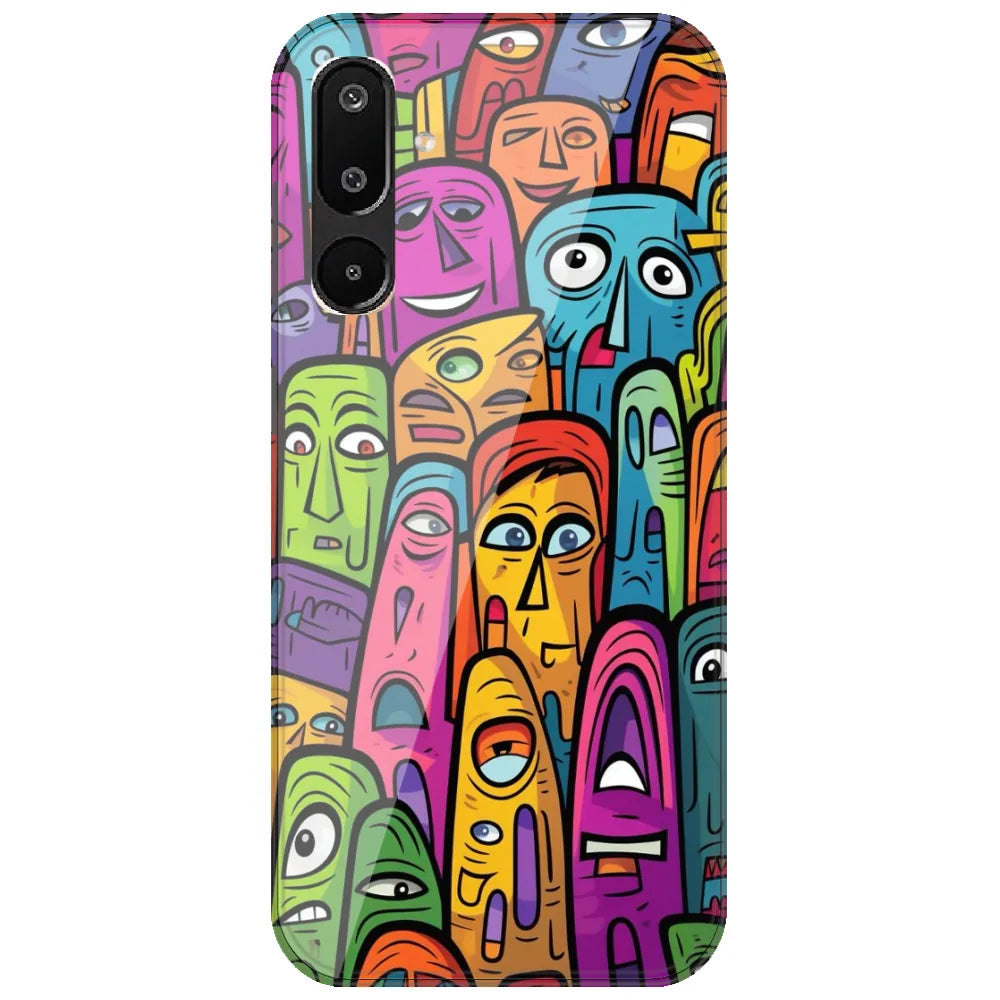 Funky Faces Crowd - Printed Silicone Case for Samsung Galaxy M16
