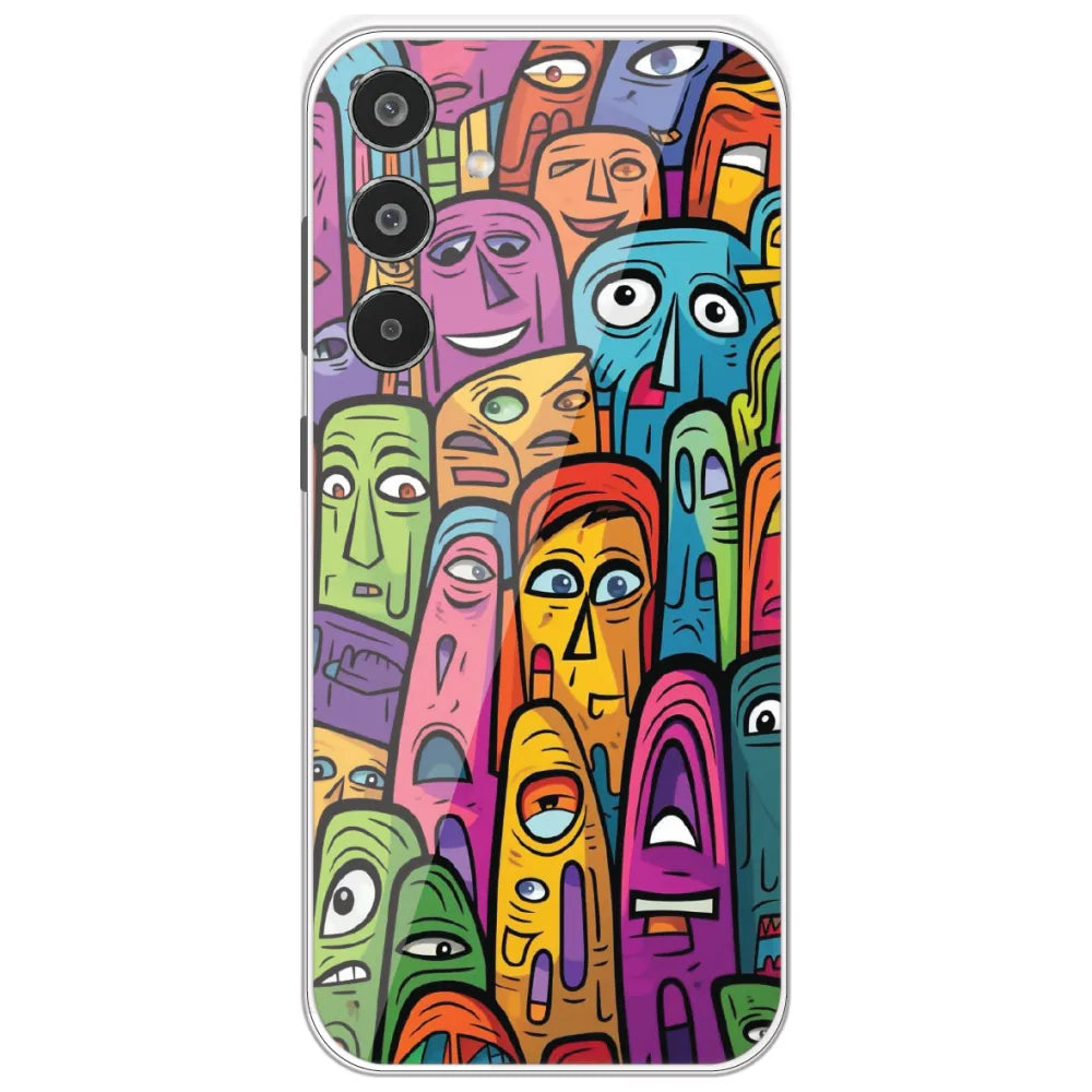 Funky Faces Crowd - Printed Silicone Case for Samsung Galaxy M35 5G