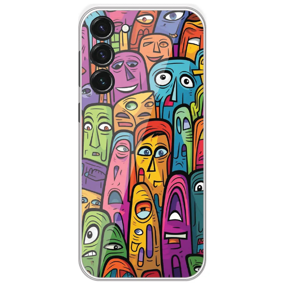 Funky Faces Crowd - Printed Silicone Case for Samsung Galaxy S23 5G