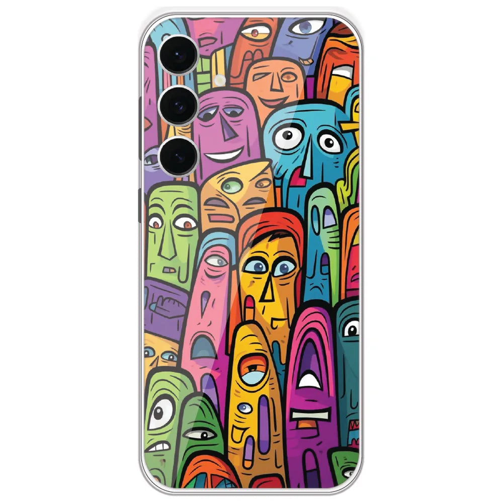 Funky Faces Crowd - Printed Silicone Case for Samsung Galaxy S24 FE
