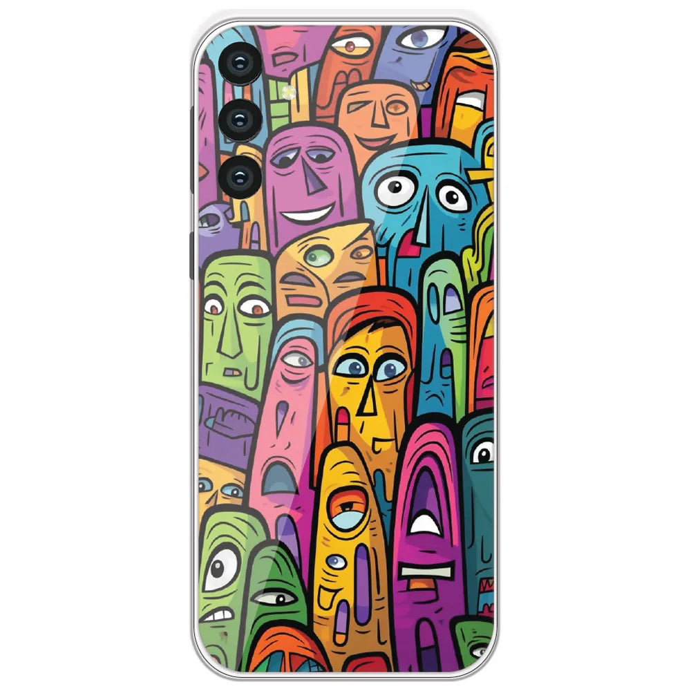 Funky Faces Crowd - Printed Silicone Case for Samsung Galaxy S24