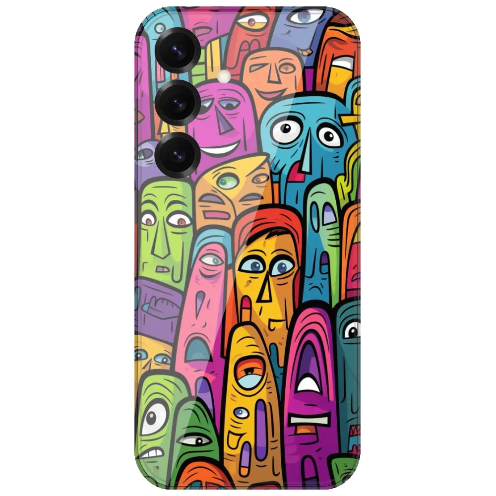 Funky Faces Crowd - Printed Silicone Case for Samsung Galaxy S25 FE