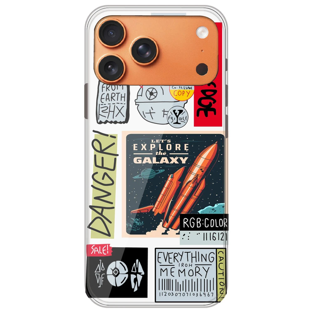 Galaxy - Clear Printed Silicone Case for Apple iPhone 17 Pro Max