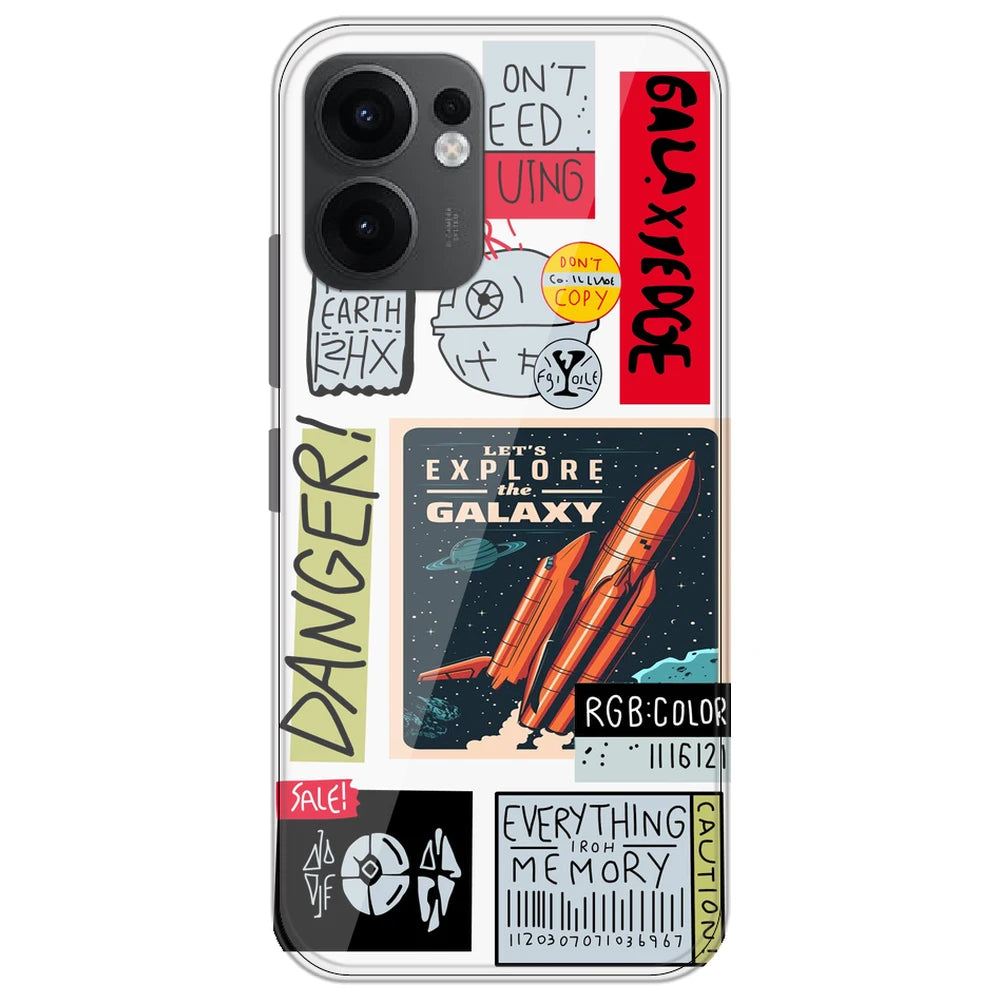 Galaxy - Clear Printed Silicone Case for Oppo Reno 13F