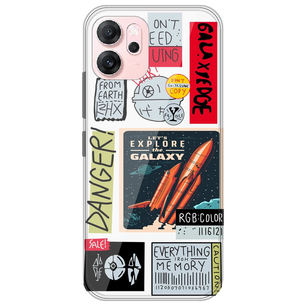 Galaxy - Clear Printed Silicone Case for Oppo Reno 14F