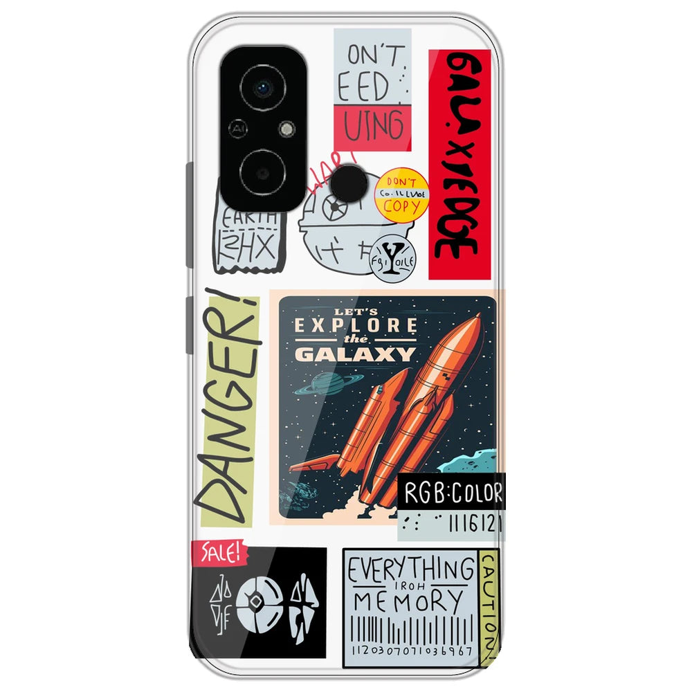 Galaxy - Clear Printed Silicone Case for Poco C55